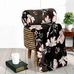 BLUEDOT Coffee Brown Floral Printed Fleece Heavy Winter 300 GSM Dohar-image-30