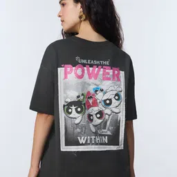 The Souled Store The Powerpuff Girls Oversized Power Printed Pure Cotton T-Shirt-image-11