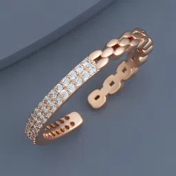 Kushal's Fashion Jewellery Rose Gold-Plated CZ Studded Finger Ring-picture-25
