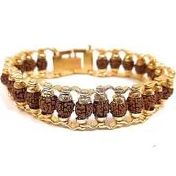 Divine souvenirs Unisex Gold-Plated Rudhraksha Beaded Wraparound Bracelet-picture-15