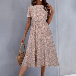 StyleCast x Revolte Women Ethnic Motifs Print Gathered or Pleated A-Line Midi Dress-picture-40