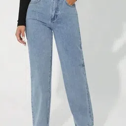 SAKIA Women Jean Light Fade Ice Streachable High Rise Straight Fit Jeans-image-51