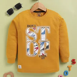 Biskid Boys Mustard Round Neck Regular Fit Long Sleeves Tshirts-picture-57