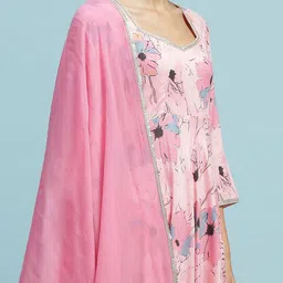 Khushal K Women Floral Printed Regular Kurta with Palazzos & With Dupatta image 2