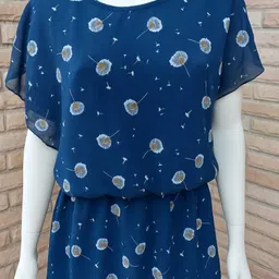 sandsapparel Casual Kaftan Sleeve Solid Women Blue Top image 1