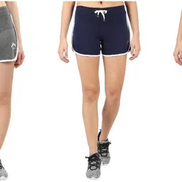 ariete Pack of 3 Solid Women Blue, Pink, Grey Night Shorts, Beach Shorts, Basic Shorts-picture-16