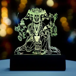 3D Illusion Color Changing LED Panchmukhi Hanuman Murti Car Dash Indicator Lamp-image-20