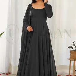 ugaan Solid Georgette Stitched Anarkali Gown image 4