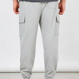 Styli Men Grey Oversized Mid-Rise Pure Cotton Cargo-Style Joggers image 2