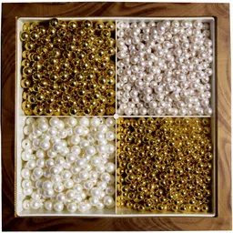 GOLDEN AND CREAM COLOR 6 MM AND 8 MM BEADS FOR EMBROIDERY AND ART AND CRAFT AND JWELLERY WORK - 700 PCS-image-3