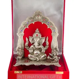 INTERNATIONAL GIFT Silver Toned Metal Ganesh Idol Showpiece-image-17