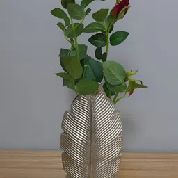 Maison Modern Silver Toned Leaf Shaped Flower Vase-image-89