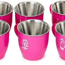 vassel 100% BPA Free Food Grade Virgin Plastic Coffees | Tea Cups-Pink Set of 6 Plastic Coffee Mug-picture-17