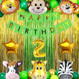 groovy dudz Solid 2nd Birthday with Jungle Theme Birthday Decoration Items Balloon-picture-16