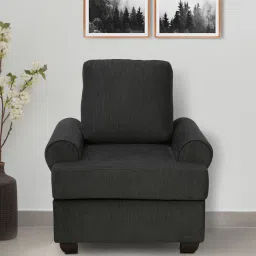 woodsworth from pepperfry Livigno Fabric 1 Seater Sofa In Charcoal Grey Colour image 1