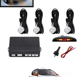 maties 4Pcs White Reverse Parking Sound Warning sensor for car Protection-171 Car Reverse Parking White 4 Sensor With LED Display/Buzzer -171 Parking Sensor-picture-37