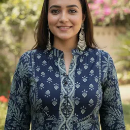 fastallook Women Floral Print, Embroidered, Printed Cotton Rayon Anarkali Kurta image 5