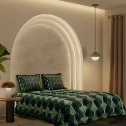 Stoa Paris Lumiere Green Geometric Printed 300 TC King Bedsheet Set With 2 Pillow Covers image 1