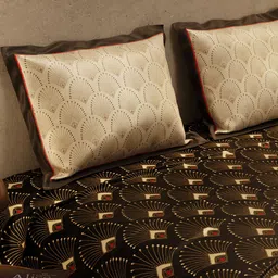 Stoa Paris Lumiere Black Geometric Printed 300 TC King Bedsheet Set With 2 Pillow Covers image 3