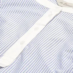 An Episode Blue & White Striped Mandarin Collar Pure Cotton Regular Top image 2