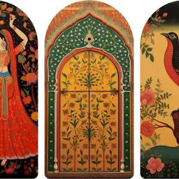 manchii Traditional Rajasthani Couple Pichwai Wood Print Wall Art Set of 3 Decor Pack of 3-picture-30