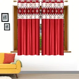 stella creations 152 cm (5 ft) Polyester Semi Transparent Window Curtain (Pack Of 2)-picture-23