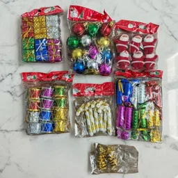 brijsun Christmas Tree Decoration | Bells, Stars, Santa, Drums & Gifts Hanging Ornaments Pack of 80 image 3