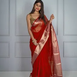 priya Printed, Self Design, Embellished, Woven, Animal Print, Blocked Printed Daily Wear Organza Saree image 1