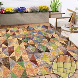 kaleen india Multicolor Geometric Polyester 5' X 7' Machine Made Carpet image 1