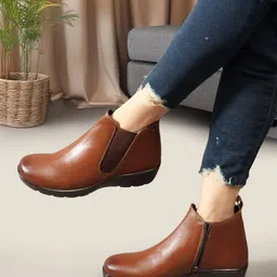 carlton london Women Synthetic Solid Sild Zipper Chelsea Boots Boots For Women-picture-14