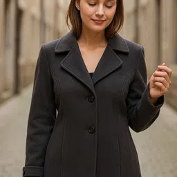 excent Fur Tweed Solid Coat For Women image 1