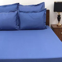 BOMBAY DYEING Navy Blue 400 TC King Bedsheet with 4 Pillow Covers  2.74 m X 2.74 m image 5