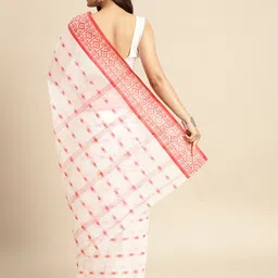 DESH BIDESH Red & White Ethnic Motifs Pure Cotton Taant Saree image 3