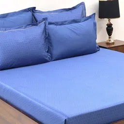 BOMBAY DYEING Navy Blue 400 TC King Bedsheet with 4 Pillow Covers  2.74 m X 2.74 m image 2