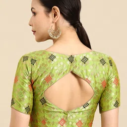 flaher Sweetheart Neck Banarasi Silk Jacquard Padded Saree Blouse image 4