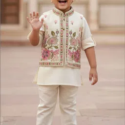 Lagorii Boys Floral Regular Thread Work Kurta with Pyjamas image 2