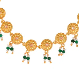 House of Pataudi Abharan Gold Pated American Diamond Studded & Beaded Necklace image 4