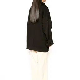 Contemponari Women Collarless Solid Open Front Jacket image 2