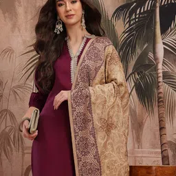 Sangria Ethnic Motifs Woven Design Ethnic Shawl with Tasseled Border-image-54