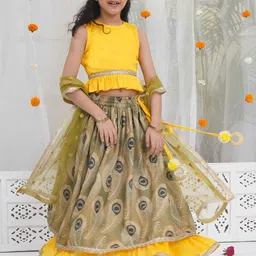 Little Bansi Girls Printed Ready to Wear Lehenga & Blouse With Dupatta image 3