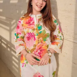 Modestouze Attires Printed Mandarin Collar Tunic & Palazzos Co-Ords image 4