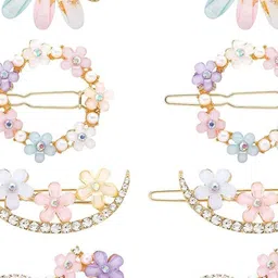 SHREEWATCHES Women Set of 8 Embellished Claw Clips Hair Accessory image 2