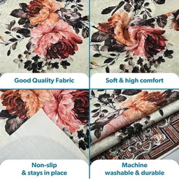 Kuber Industries Cream-Coloured & Pink Printed Velvet Sofa Cover image 4