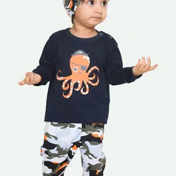 ariel Pure Cotton Fleece Round Neck T-Shirt With Pyjama Clothing Set-picture-54