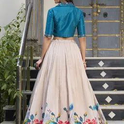 LOOKNBOOK ART Floral Printed Tussar Silk Ready to Wear Lehenga Choli image 3