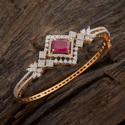 Kushal's Fashion Jewellery Red Rhodium Gold-Plated Party Zircon Studded Kada Bangle-picture-25