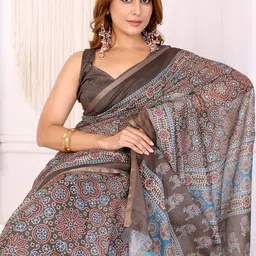 HERE&NOW Ethnic Motifs Zari Linen Blend Handloom Saree image 3