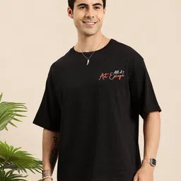 Mast & Harbour Men Graphic Printed Round Neck Cotton Oversized T-shirt-picture-15
