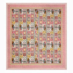 Qfab Pink Floral 144 TC King Bedsheet with 2 Pillow Covers image 3