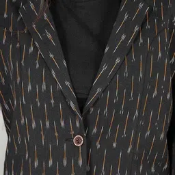 Talethread Ikat Printed Cotton Single-Breasted Casual Blazer image 3